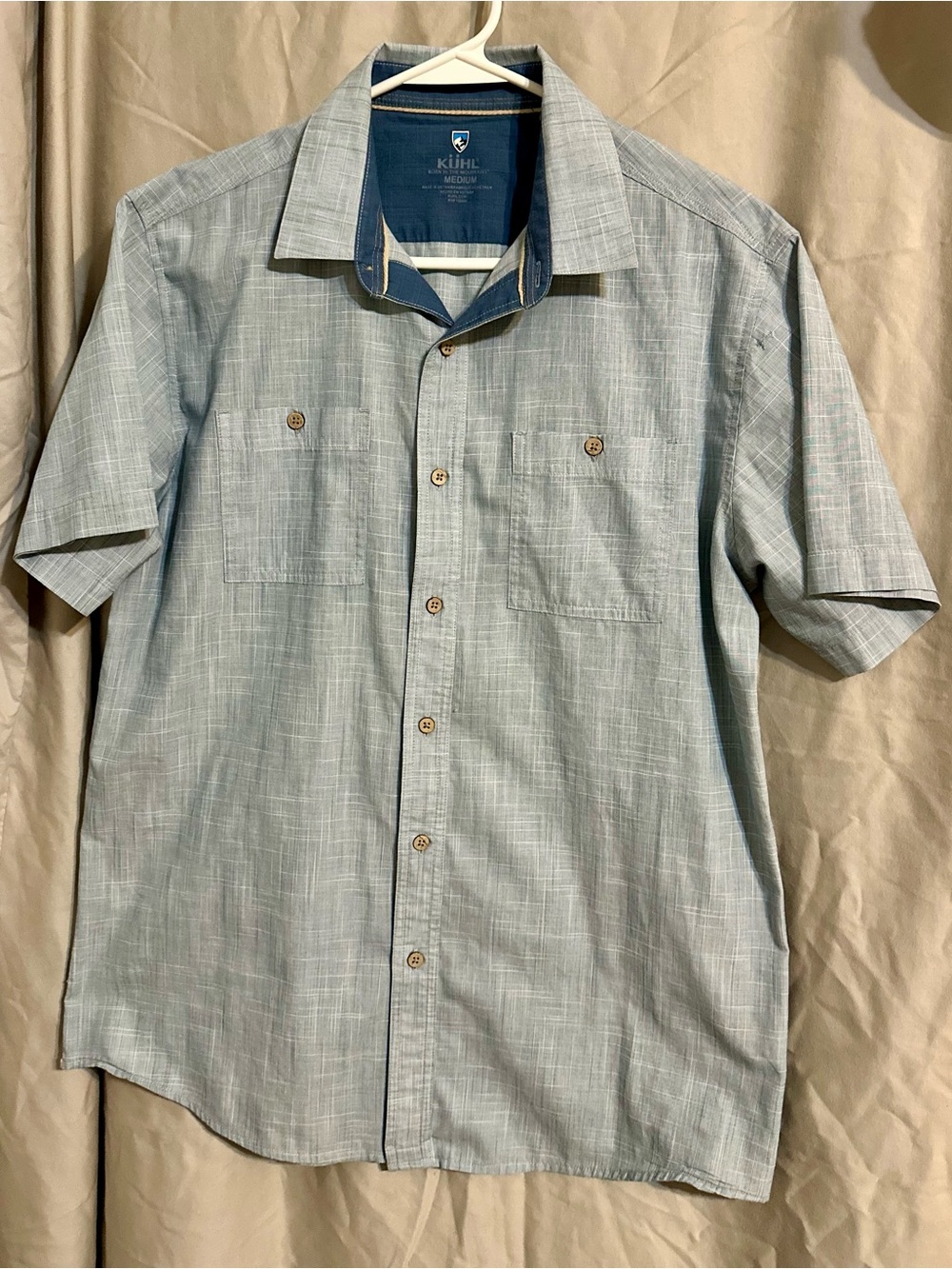 Kuhl Men's Short-Sleeve Button-Down Shirt in Light Blue